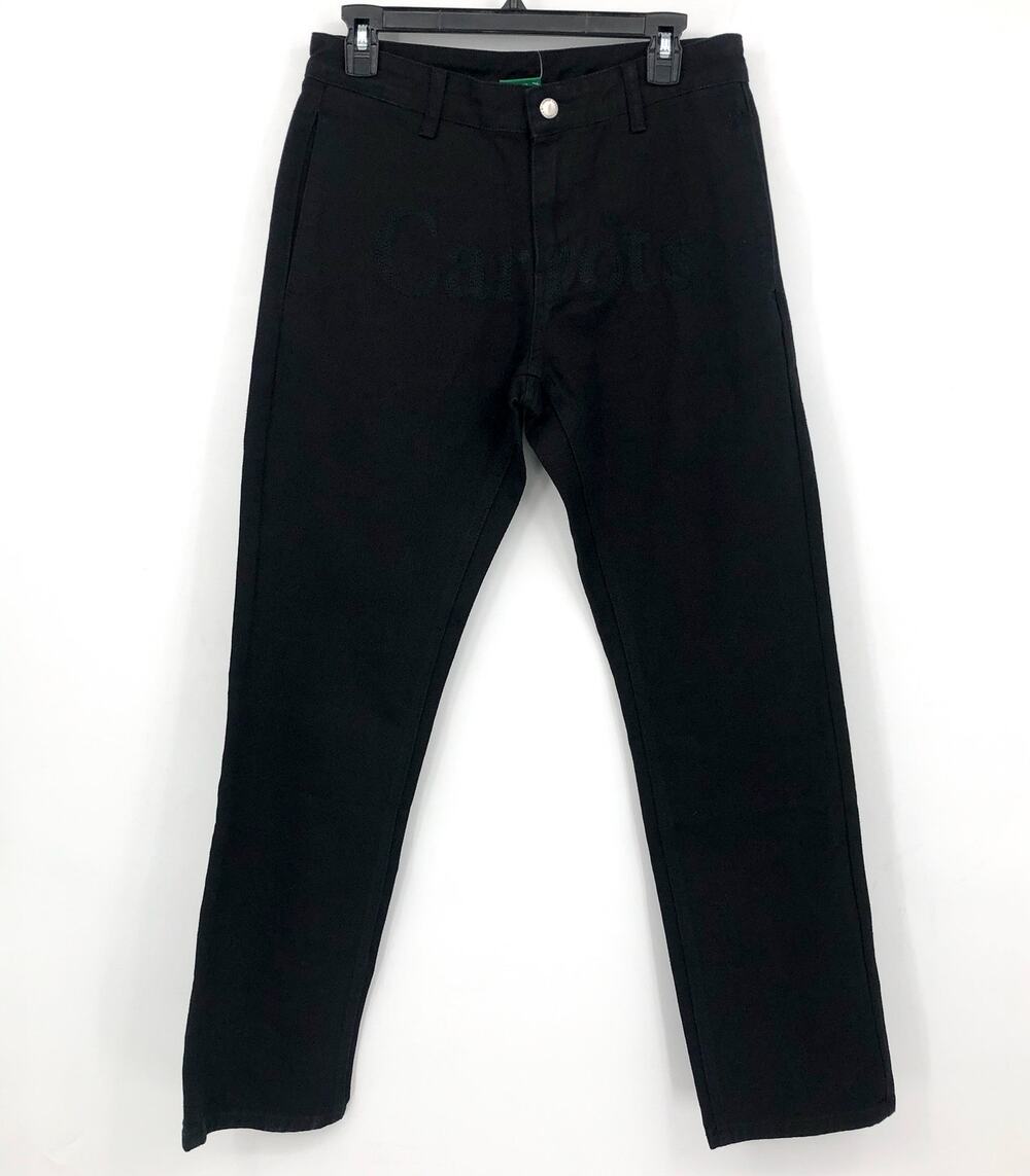 ANWAR CARROTS Men's Wordmark Jeans 34x31 Black Embroidered Front NWT